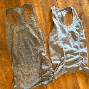 Two Athleta Gray Racerback Tank Tops Small